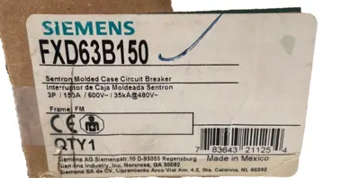NEW SIEMENS FXD63B150 CIRCUIT BREAKER 150A 600V 3 POLE SER. C