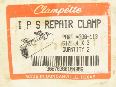 Clampette 330-113 4x3 I P S Stainless Steel Patch Repair Clamp Box of 2
