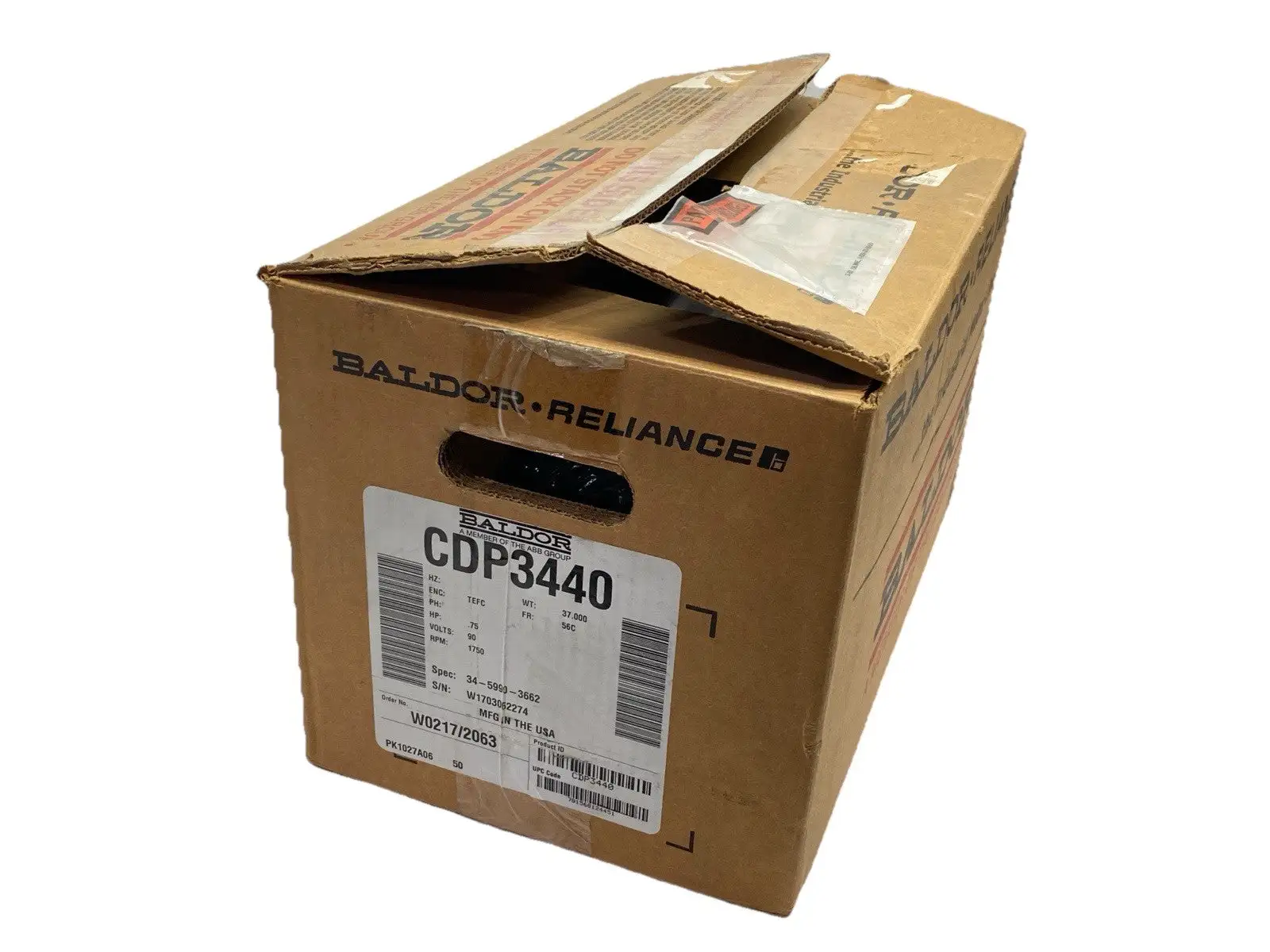 New | in-Stock Baldor Reliance Permanent Magnet Motor 0.75HP 1750RPM 90VDC D.C. Motors Michigan US | Maverick Industrial Sales #1400771