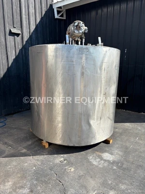 1,000 GALLON STAINLESS STEEL BRIDGE AND COVER TOP, SLOPE BOTTOM, JACKETED PROCESSOR