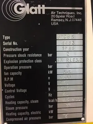 Used Glatt Powder Coater, Granulator, Dryers Model GPCG-5