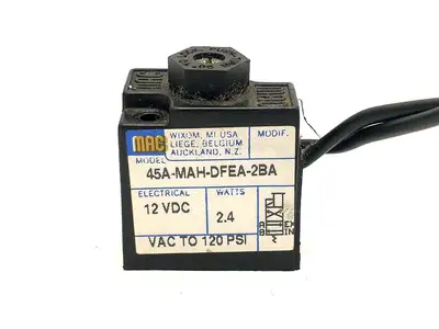 45A-MAH-DFEA-2BA | MAC Valves  Manual Operator Solenoid Coil 12VDC 2.4W - Used