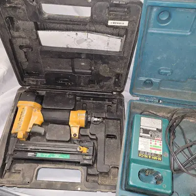 Makita Impact Driver Kit, 2 Batteries, charger and Bostich Air Crown Stapler