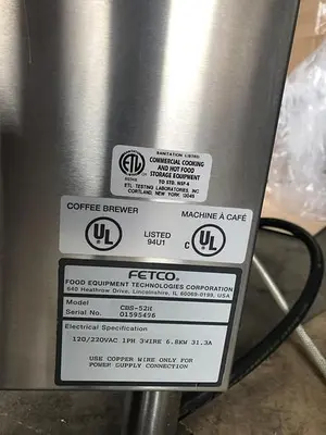 1.5 GALLON BREWER FETCO CBS-52H w/ Thermal Dispensers