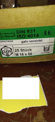 NEW CLEFF 311608007 CLEFF LOT OF 25 DIN 931 ISO 4014 5.6