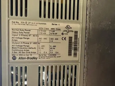 🔴 Heading to Auction May 27 - Used Five Allen Bradley Power Flex70 Variable Frequency Drives (480 Volt)