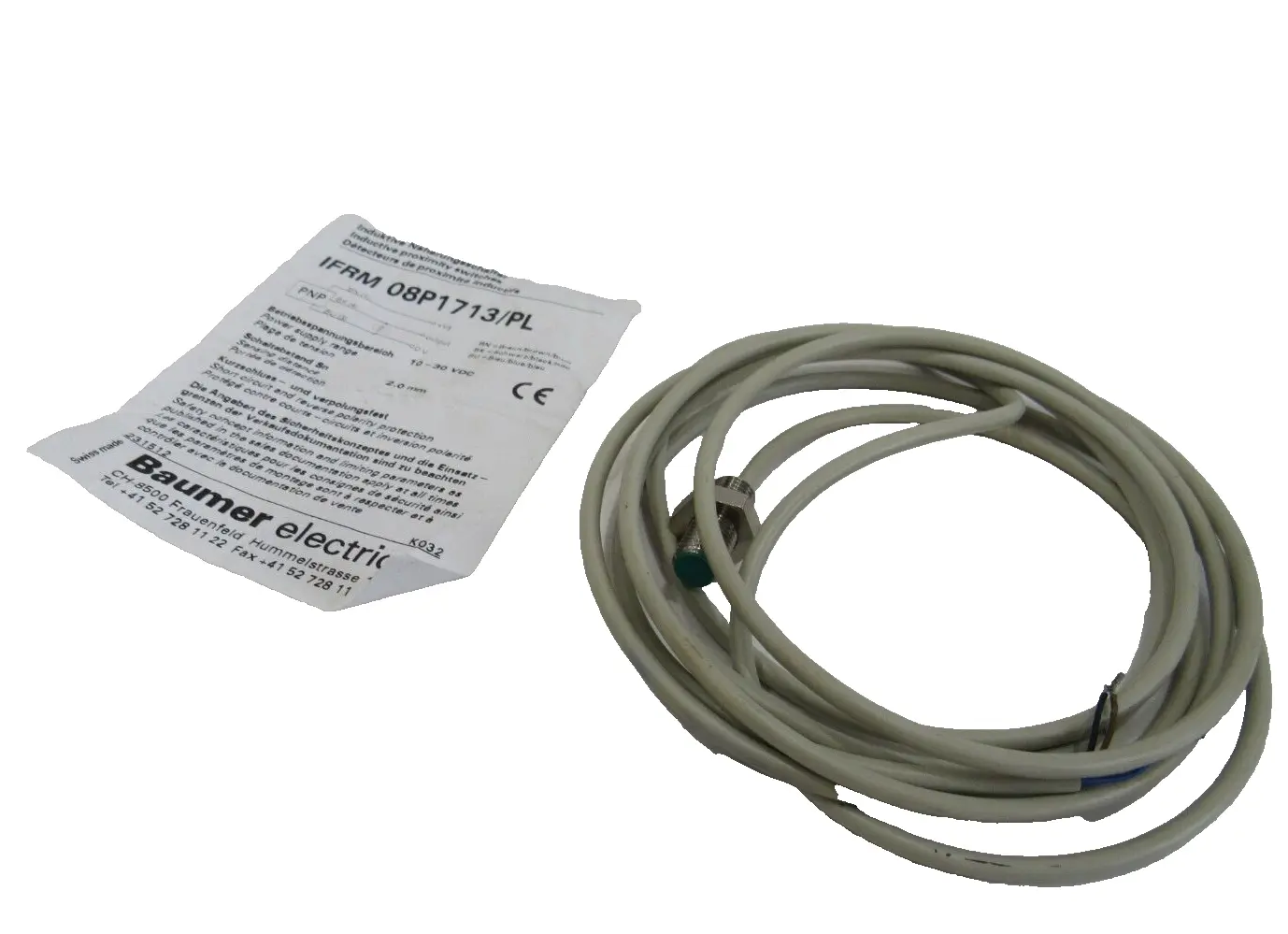 NEW BAUMER ELECTRIC IFRM 08P1713/PL INDUCTIVE SENSOR 08P1713PL