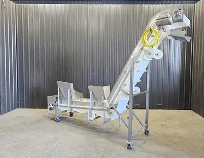Used Belt Conveyor, 14’’ Wide X 160’’ Long, Cleated Belt