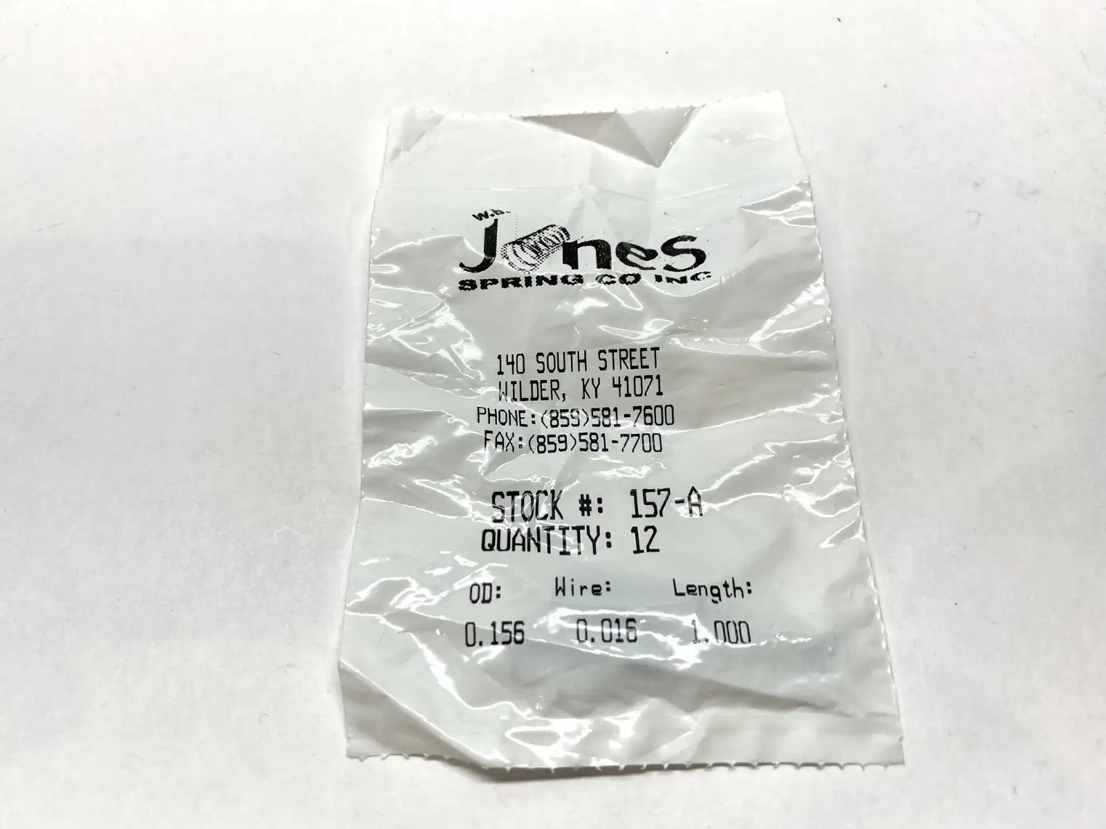 W.B. Jones Spring Co. 157-A Compression Spring 1.00" X 0.156"  Alloy Steel 12Pk