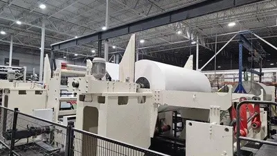 108" WIDE UNIVERSAL TISSUE TECHNOLOGY BRT/KRT REWINDING LINE W/4 LANE LOG SAW