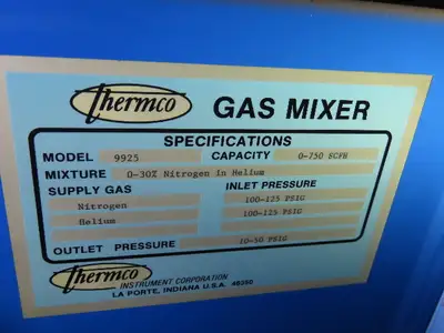 Thermco Model 9925 Helium Nitrogen Gas Mixer 0-750CFM Non Flammable Gas