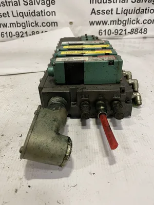 Numatics 081SA400K000030 FlexiBlok Pneumatic Valve Manifold w/ 4 Solenoid Valves