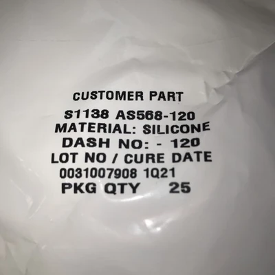*NEW S1138 AS568-120 SILICONE O RING BAG OF 25 (LOT OF 10) #