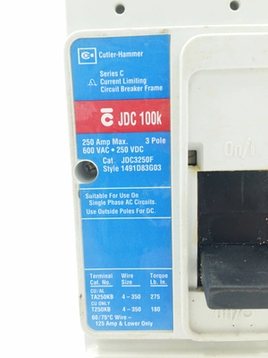 Cutler-Hammer 250 Amp Circuit Breaker JDC 100K