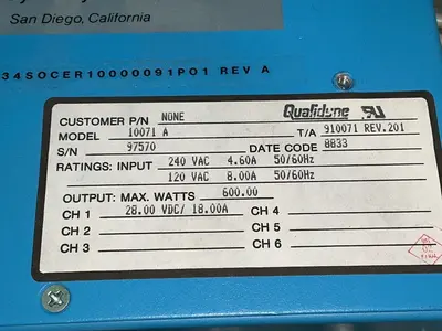 Used QUALIDYNE SYSTEMS INC. 10071 A AC/DC Power Supplies Ohio US | HGR 24 #1572334