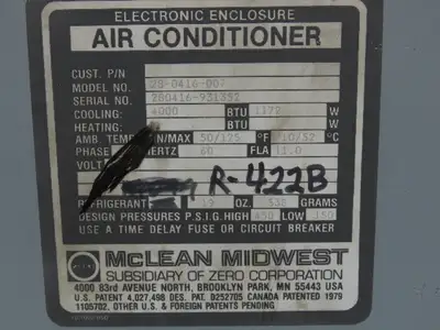 Mclean Midwest 28-0416-007 Electrical Enclosure Air Conditioner AC 4000 BTU 115V