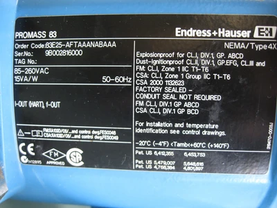 USED Endress Hauser 83E25-AFTAAANABAAA