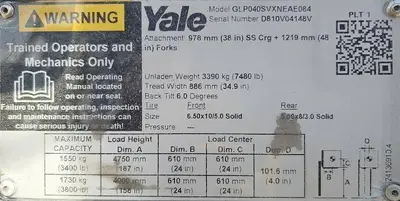 Used 2021 YALE GLP040SVX Internal Combustion Forklifts: Pneumatic Tire Illinois US | Somerset Equipment Sales #1546126