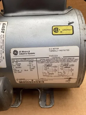 Gast 4LCB-21-M45OX; Piston Oil-Less Air Compressor/Vacuum Pump