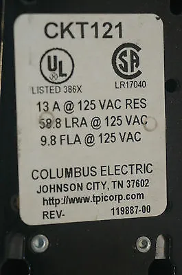 NEW COLUMBUS ELECTRIC CKT121 LINE VOLT MECHANICAL TSTAT