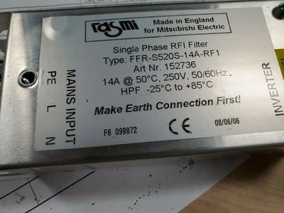 USED Mitsubishi FR-S502SE-0. 2K-EC + FFR-S520S-14A-RFI FILTER