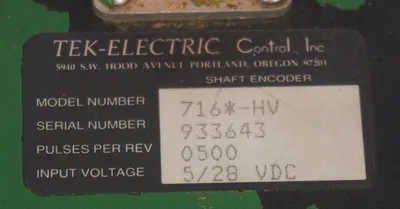 USED ACCU-CODER 716-HV INCREMENTAL SHAFT ENCODER 0500CPR, 5/28VDC, 716HV