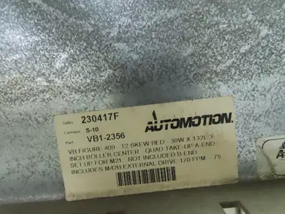 Automotion 30"x 24' V-Belt End Drive Skew Bed Roller Conveyor 3/4Hp 460V 170FPM