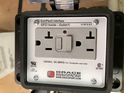 Grace H-RF0-K2 Domestic GFCI Inside-Outside Rear Outlet 120VAC 5A -NIB