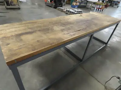 Wood Top Tool Bench Work Table 10' Long 36" Wide 38-1/2" High 1-3/4" Top