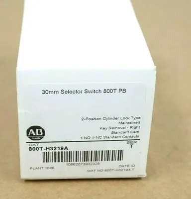NEW ALLEN BRADLEY 800T-H3219A SER.T 30MM SELECTOR SWITCH 800T PB 800TH3219A