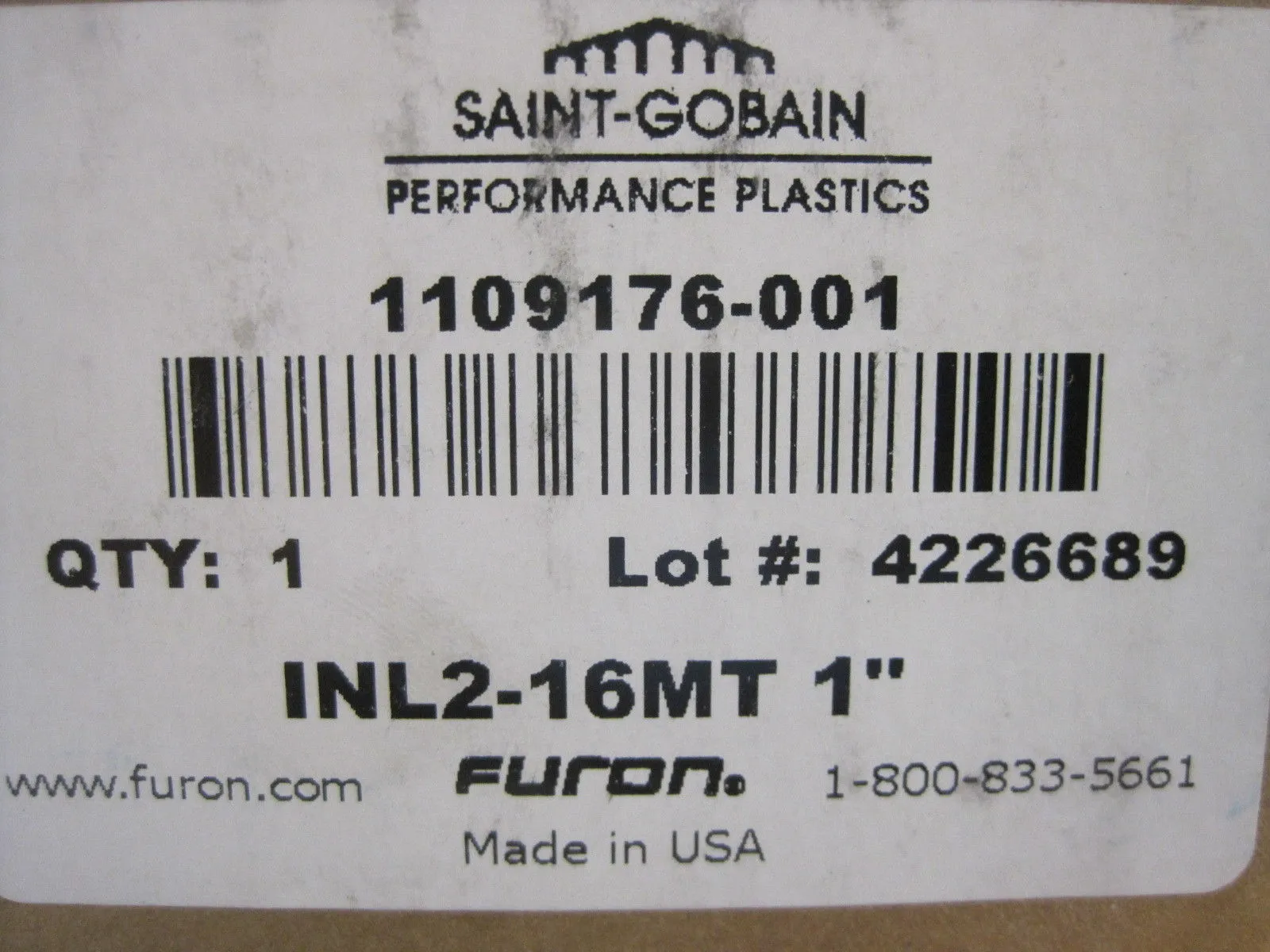 NEW SAINT-GOBAIN FURON INL2-16MT 1" VALVE