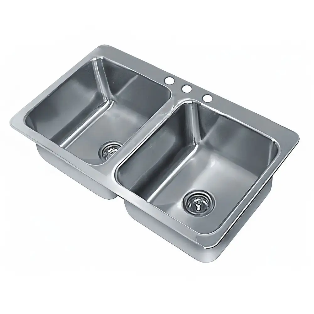 Advance Tabco SS-2-4521-10 (2) Compartment Drop-in Sink - 20" x 16", Drain Included