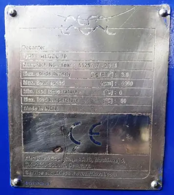 (3) Alfa-Laval ALDEC 10 decanter centrifuges, 316SS.