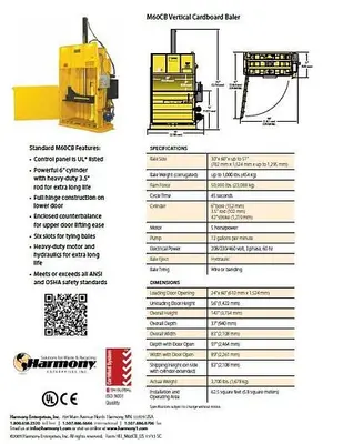 USED HARMONY M60CB VERTICAL BALER