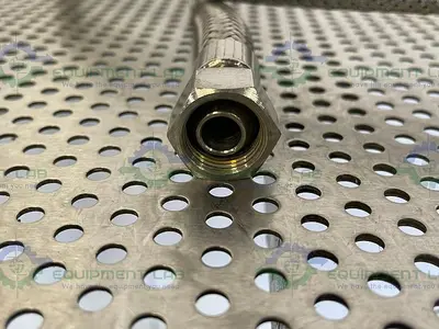 USED 118" STAINLESS STEEL BRAIDED HOSE W/ 1/2" NPT FITTINGS