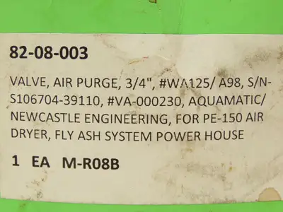 Aquamatic VA-000230 Check Valve 3/4" NPT Air Purge Quincy Air Dryer