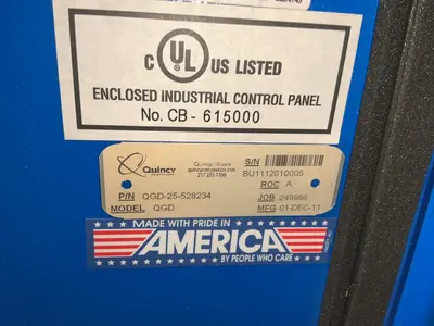 Used 2011 QUINCY COMPRESSOR QGD25 Rotary Screw & Sliding Vane Air Compressors Ohio US | HGR 24 #1566832