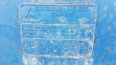 USED CONTINENTAL EMSCO F1000 TRIPLEX MUD PUMP