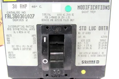 NEW SQUARE D FAL360301027 CIRCUIT BREAKER 3 POLE 30A