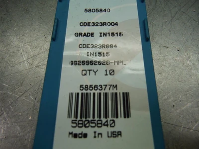 Ingersoll 2.5" Indexable Milling Cutter 56U6A0220R04 w/ Qty10 Inserts (LOC2236)