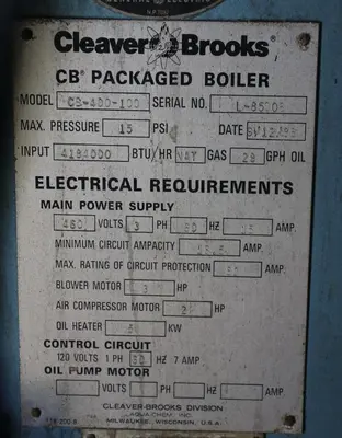 Used 1988 CLEAVER BROOKS CB-400-100 Boilers Ohio US | C3 SURPLUS LLC #1439481