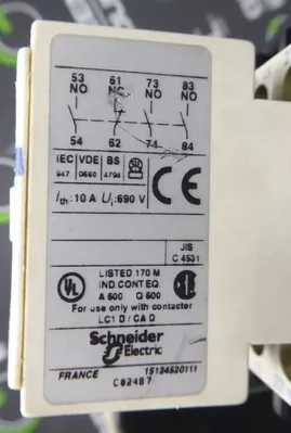 7.5 HP Telemecanique LP1 D0901 Reversing Contactor Assembly 1000V 8kV Used