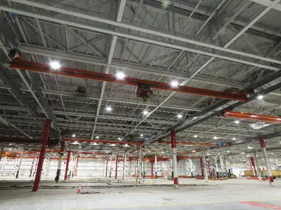 Cleveland Tramrail P&H 1 Ton Single Girder Underhung Bridge Crane 45' 10" Span