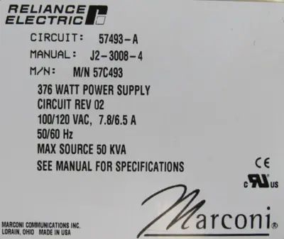 REFURBISHED RELIANCE ELECTRIC ES371AMB POWER SUPPLY