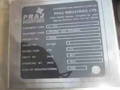 USED PRAJ INDUSTRIES NA