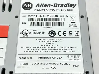 USED ALLEN-BRADLEY SER A PANELVIEW PLUS 600 TOUCH TERMINAL BAD SCREEN
