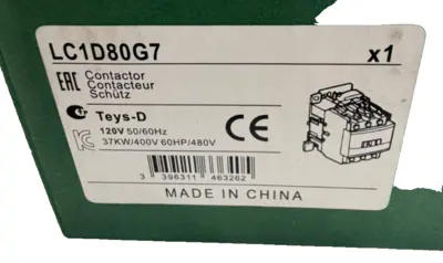 NEW SCHNEIDER ELECTRIC LC1D80G7 CONTACTOR 120V 50/60HZ