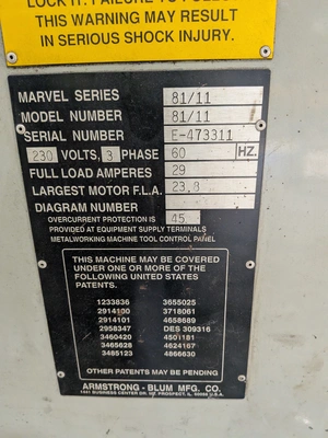 MARVEL 81-11 Vertical Band Saws | 520 Machinery Sales LLC (2)