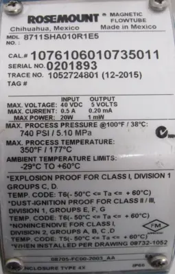 NEW ROSEMOUNT 8711SHA010R1E5 MAGNETIC FLOW TUBE