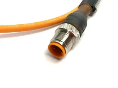 USED BELDEN, LUMBERG AUTOMATION CONNECTION CABLE M12 M/F 4-PIN RT ANGLE